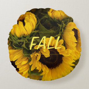 FALL Warme Golden Sunflower Custom Rundes Kissen