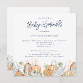 Fall Wassercolor Pumpkins Blue Baby Sprinkle Einladung (Vorne/Hinten)