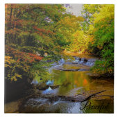 Fall Wasserfall in der Morgensonne Fliese (Vorderseite)