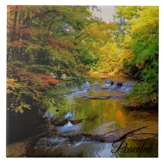 Fall Wasserfall in der Morgensonne Fliese (Vorderseite)