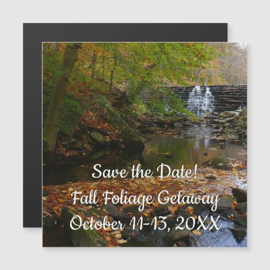 Fall Wasserfall und Bach Save the Date Magnetkarte (Vorne/Hinten)