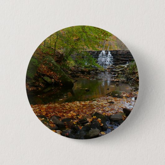 Fall Wasserfall und Creek Pennsylvania Natur Button (Vorderseite)