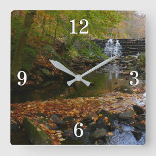 Fall Wasserfall und Creek Pennsylvania Natur Quadratische Wanduhr