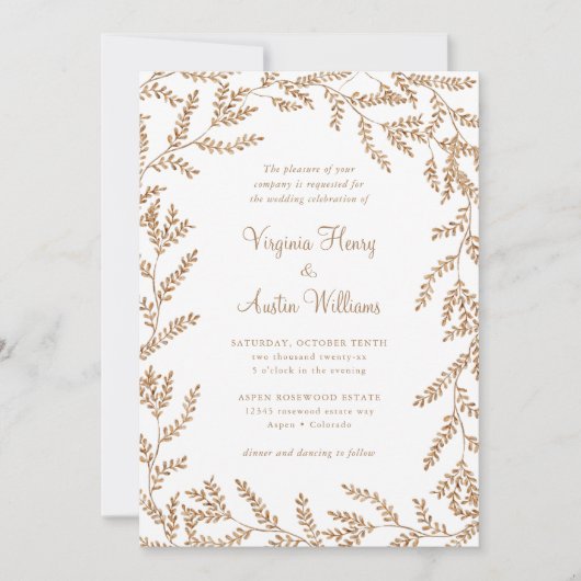 Fall Wasserfarbe Blätter Hochzeit Einladung (Vorderseite)