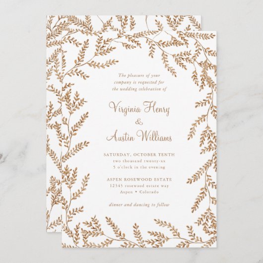 Fall Wasserfarbe Blätter Hochzeit Einladung (Vorne/Hinten)