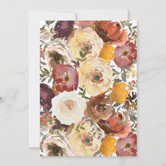 Fall Wasserfarbe Blume Hochzeit Einladung (Rückseite)