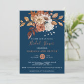 Fall Wasserfarbe Blumenblau-Brautparty Einladung (Stehend Vorderseite)