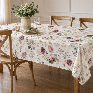 Fall Wasserfarbe Blumendusty Rose Hochzeit Tischdecke