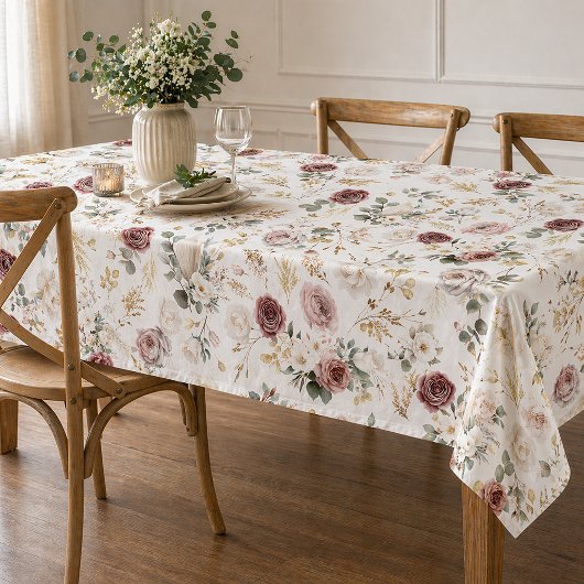 Fall Wasserfarbe Blumendusty Rose Hochzeit Tischdecke