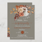 Fall Wasserfarbe Blumengraues Party Einladung (Vorne/Hinten)