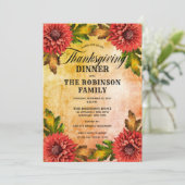 Fall Wasserfarbe Blumenmuseum Erntedank Abendessen Einladung (Stehend Vorderseite)
