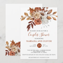 Fall Wasserfarbe Blumenpaare Dusche Einladung