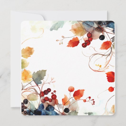 Fall Wasserfarbe Blumenstrauß Einladung (Rückseite)