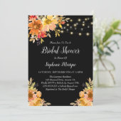 Fall Wasserfarbe Blumenzellenleuchten Brautparty Einladung (Stehend Vorderseite)