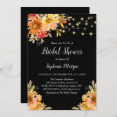 Fall Wasserfarbe Blumenzellenleuchten Brautparty Einladung (Vorne/Hinten)