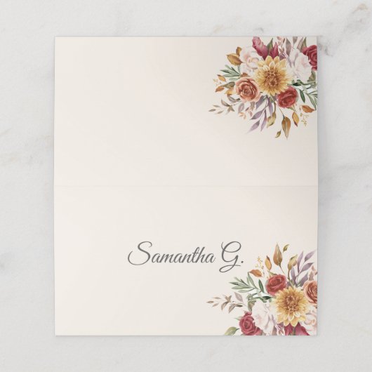 Fall Wasserfarbe Botanisch Platzkarte (Außenseite Aufgefaltet)