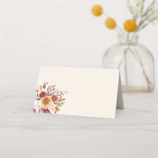 Fall Wasserfarbe Botanisch Platzkarte (Rückseite)