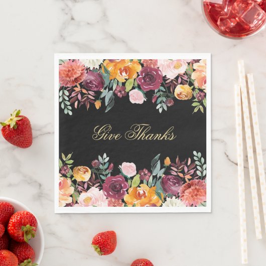 Fall Wasserfarbe Botanische Danksagung Serviette (Beispiel)