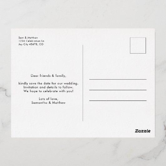 Fall Wasserfarbe Botanische Hochzeit Speichern Sie Folie Einladungspostkarte (Rückseite)