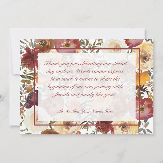 Fall Wasserfarbe Bouquets Hochzeit Dankeschön Kart Dankeskarte (Rückseite)