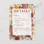 Fall Wasserfarbe Bouquets Hochzeitsdetails Begleitkarte (Vorderseite)