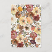 Fall Wasserfarbe Bouquets Hochzeitsdetails Begleitkarte (Rückseite)