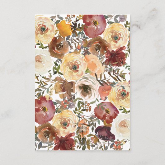 Fall Wasserfarbe Bouquets Hochzeitsdetails Begleitkarte (Rückseite)