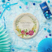 Fall Wasserfarbe Burgund Rose Floral w Rustikales Pappteller (Party)