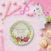 Fall Wasserfarbe Burgund Rose Floral w Rustikales Pappteller (Party)