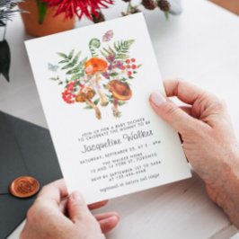 Fall Wasserfarbe Mushroom Babydusche Einladung