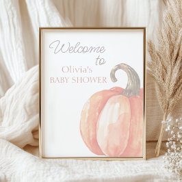 Fall Wasserfarbe Orange Pumpkin Baby Dusche Willko Poster