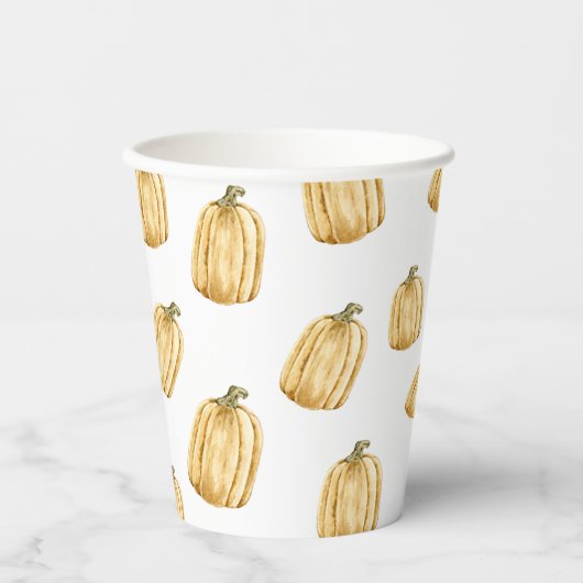 Fall Wasserfarbe Orange Pumpkin Party Pappbecher (Vorderseite)
