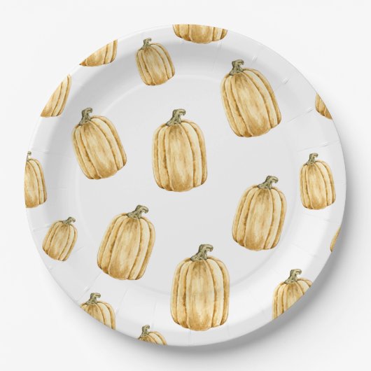 Fall Wasserfarbe Orange Pumpkin Party Pappteller (Vorderseite)