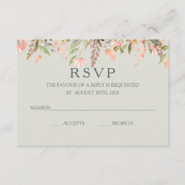 Fall Wasserfarbe Peach und Grüne Hochzeit RSVP Karte