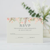 Fall Wasserfarbe Peach und Grüne Hochzeit RSVP Karte (Stehend Vorderseite)