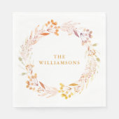 Fall Wasserfarbe Personalisiert Familienname Serviette (Vorderseite)