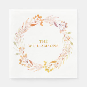 Fall Wasserfarbe Personalisiert Familienname Serviette