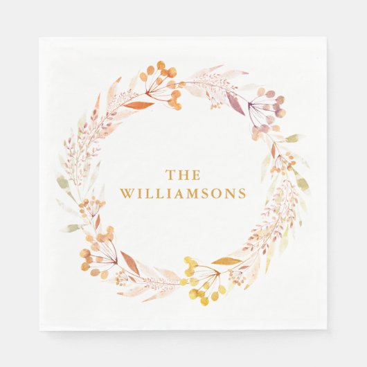 Fall Wasserfarbe Personalisiert Familienname Serviette (Vorderseite)