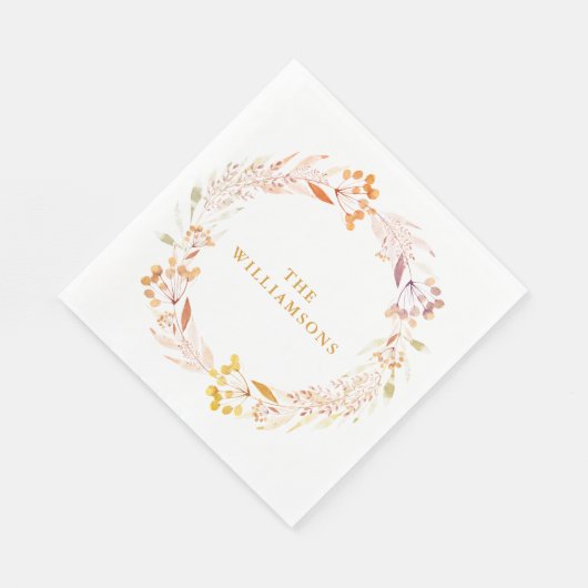 Fall Wasserfarbe Personalisiert Familienname Serviette (Ecke)
