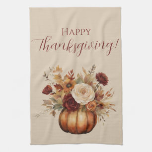 Fall Wasserfarbe Pumpen und Blume- Geschirrtuch