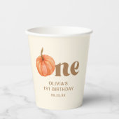 Fall Wasserfarbe Pumpkin 1. Geburtstag Pappbecher (Vorderseite)