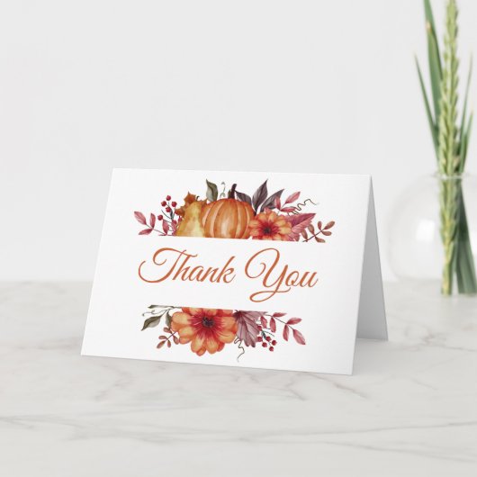 Fall Wasserfarbe Pumpkin Baby Dusche Danke Karte (Vorderseite)