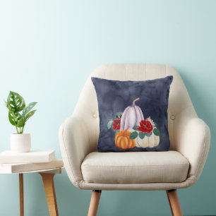 Fall Wasserfarbe Pumpkin Blumenwirbel Kissen