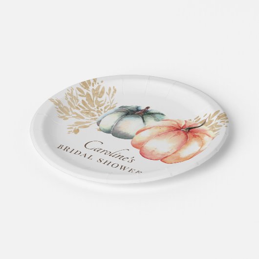 Fall Wasserfarbe Pumpkin Wheat Dusche Papierplatte Pappteller (Schrägansicht)