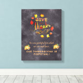 Fall Wasserfarbe Pumpkins Blätter Danke geben Leinwanddruck (Insitu (Holzboden))