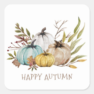 Fall Wasserfarbe Pumpkins glücklich Herbst Quadratischer Aufkleber