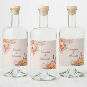 Fall Wasserfarbe Rustikale Blumenhochzeit Alkoholflaschenetikett (Flaschen)