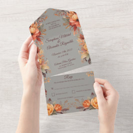 Fall Wasserfarbe Rustikale Blumenhochzeit All In One Einladung