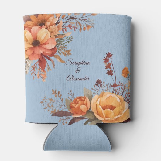 Fall Wasserfarbe Rustikale Blumenhochzeit Dosenkühler (Rückseite)