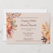 Fall Wasserfarbe Rustikale Blumenhochzeit Einladung (Rückseite)